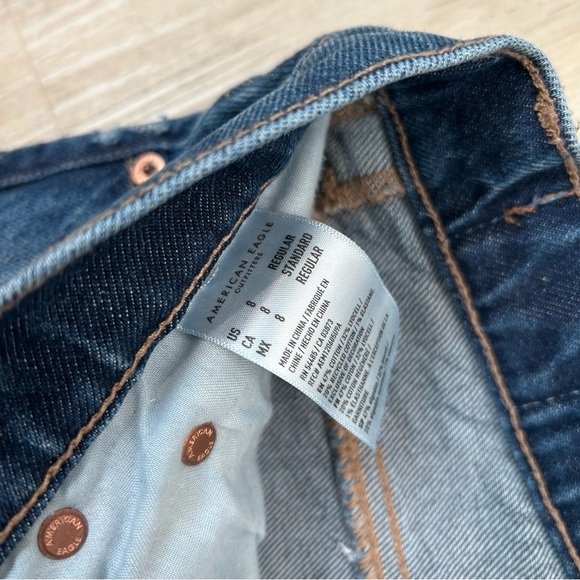 American Eagle Outfitters Cuffed Stovepipe Dark Blue Jeans - Picture 2 of 5